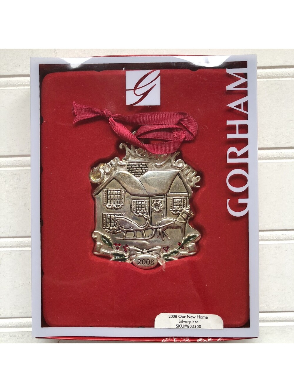 Gorham Our New Home 2008 Christmas Tree Silverplate Ornament Boxed